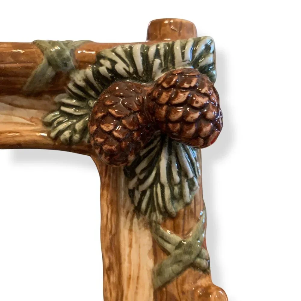 Rustic Vintage Pine Cone Ceramic Picture‎ Frame Woodland Nature Decor Cabin
